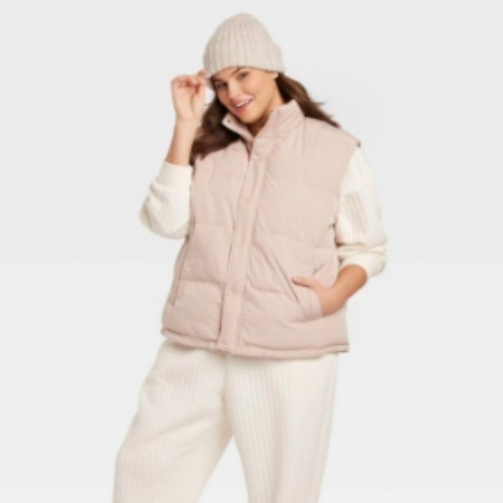 a new day Quilted Puffer Vest in Light Blush